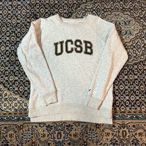 UCSB Merch League Light Gray Sweatshirt Crewneck with Black and Gold Accents